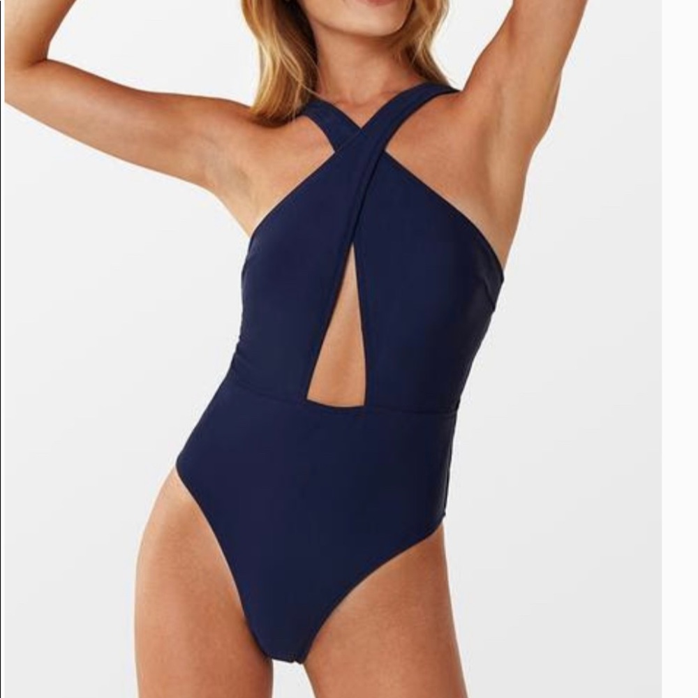 NWT- Cupshe Navy Crisscross One Piece Suit